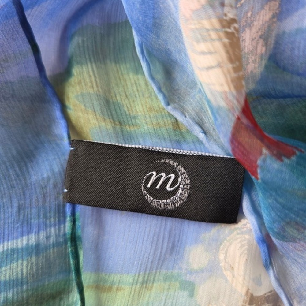 Vintage 100% Silk Water Lilies Scarf Monet Style Metropolitan Museum Art 62x12 - Picture 7 of 10